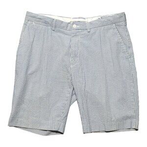 Vintage Polo Ralph Lauren Shorts Mens 34 Blue Stripe Seersucker Summer Cloth